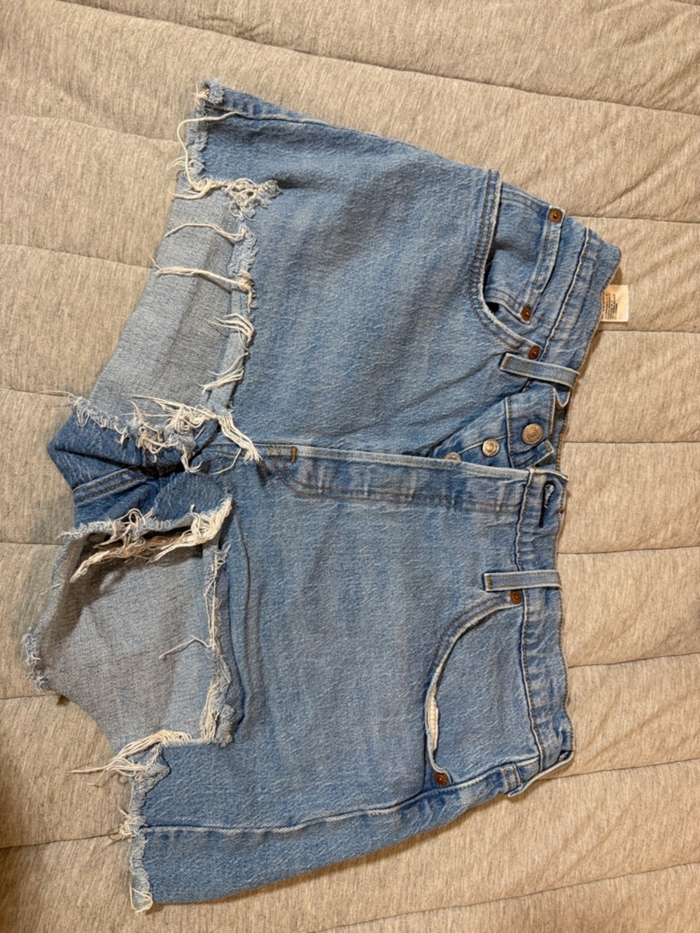 Levi's Distressed Light Blue High-Rise Denim Shorts